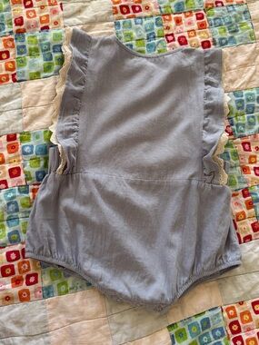 Vignette Baby Girls' Light Blue Ruffle One-Piece Romper